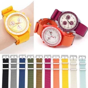 20mm 22mm Band Saturn Watch Strap for Swatch MoonSwatch Watch Woven Canvas Nylon - Picture 1 of 16