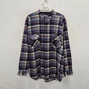 Pendleton Vintage Blue Shadow Plaid Tartan Flannel Shirt Wool Men’s Size XL USA - Picture 1 of 6