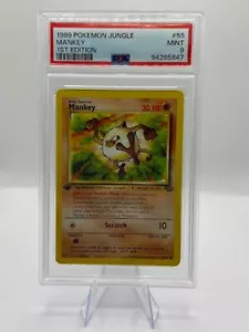 1999 POKEMON JUNGLE 55 MANKEY 1ST EDITION PSA 9 ENG SCARCE CARD - Imagen 1 de 2