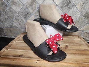 OKA B Bee Womens Size L 9.5/10.5 Sandals Shoes  Black Red Rubber Flip Flop - Picture 1 of 7