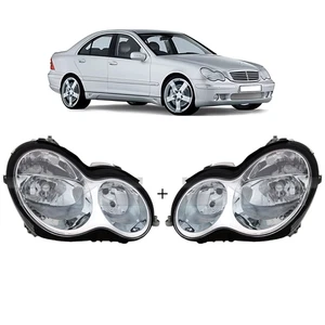 SCHEINWERFER SET LINKS + RECHTS FÜR MERCEDES C-KLASSE W203 S203 04-07 CHROM H7 - Bild 1 von 1