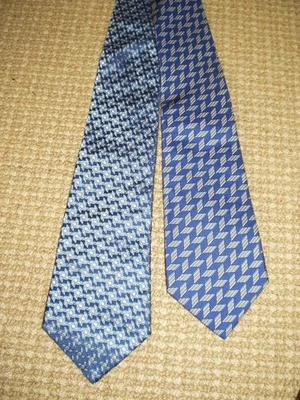 DUAS GRAVATAS MASCULINAS TURNBULL & ASSER azul 100% seda - feitas à mão - Imagem 1 de 2