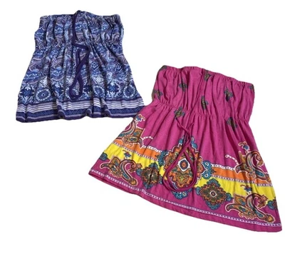 Bugle мальчик для нее лот из 2 винтажный с бретелью через шею верхний размер большой пейсли печать - Изображение 1 из 4