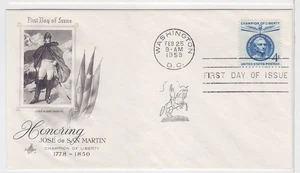 TurtlesTradingPost - Jose de San Martin 1959 FDC #1125 Artcraft Cachet - Picture 1 of 1