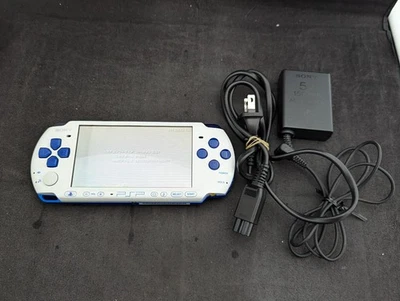 B558 Sony PSP 3000 console White x Blue Handheld system Japan w/adapter fx - Image 1 of 4