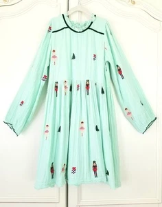 Pink Chicken Mint Green Embroidered Nutcracker Long Sleeve Gauze Dress Girls 12Y - Picture 1 of 7