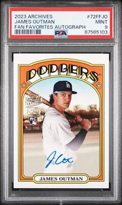 James Outman 2023 Topps Archives Fan Favorites Auto #72FF-JO Dodgers PSA 9 - Bild 1 von 2