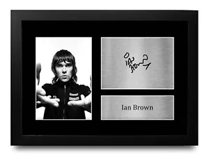 More details for ian brown signed pre printed autograph a4 photo gift for a stone roses fan