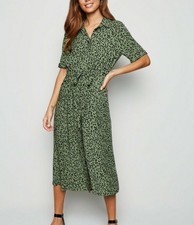 green leopard print dress new look