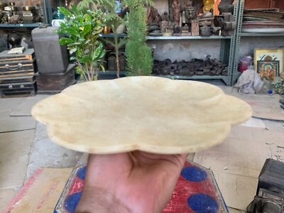 Plato decorativo vintage de piedra de mármol tallado a mano con forma de flor Foto 1 de 4