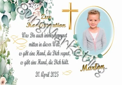 8UNG! MARKETING Tortenaufleger Kommunion/Firmung/Konfirmation mit Text und Bild (0173)