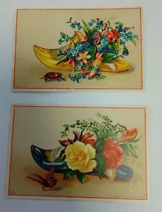 French Cards Chinese Slippers Lot Of 2 Chas Tollner Brooklyn NY  - Picture 1 of 2