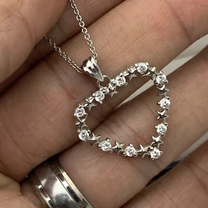 UNIKAT 925 Sterling Silber "Love" CZ Liebe Herz Anhänger Halskette Damen Geschenk - Bild 1 von 10