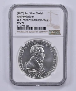 (2020) Silver Medal Andrew Jackson US Mint Presidential Series MS70 NGC - Picture 1 of 5