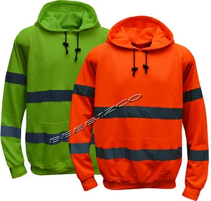 Nueva HI VIZ VIS Visibilidad Sudadera con capucha Vellón reflectante Top Jumper Ropa de trabajo - Imagen 1 de 3