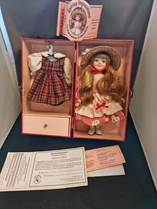 Heritage Mint Porcelain 12" Doll Trunk 2 Outfits 1997 Blonde Blue Eyes - Picture 1 of 11