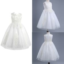 Kids Girls Floral Lace Embroidered Flower Dress Christening Tutu Dress Ball Gown