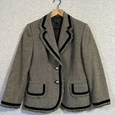 Chaqueta de tweed vintage Y2K Banana Republic para mujer 10 blazer de lana negra Academia Foto 1 de 4