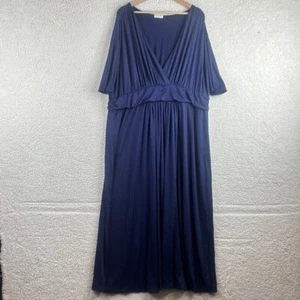 NWT Kiyonna Womens Navy Blue Vienna Kimono Sleeve Long Maxi Dress Size 4X - Picture 1 of 9