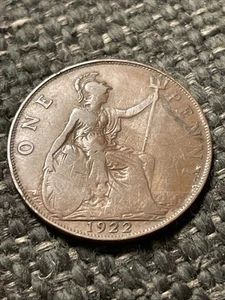 1922 GREAT BRITAIN Large Penny. George V. - Picture 1 of 2