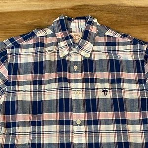 Brooks Brothers Shirt Mens Small Plaid Linen Cotton Button Down Shirt - Picture 1 of 9