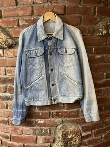 Vintage 70s 80s Wrangler Denim Trucker Jacket M Distressed Fade - Picture 1 of 8