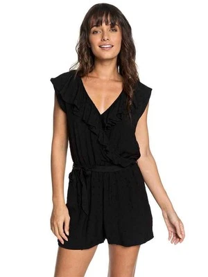 Mameluco Roxy "Cool Your Heart" sin mangas cuello en V con volantes grandes negro talla 10 Foto 1 de 4