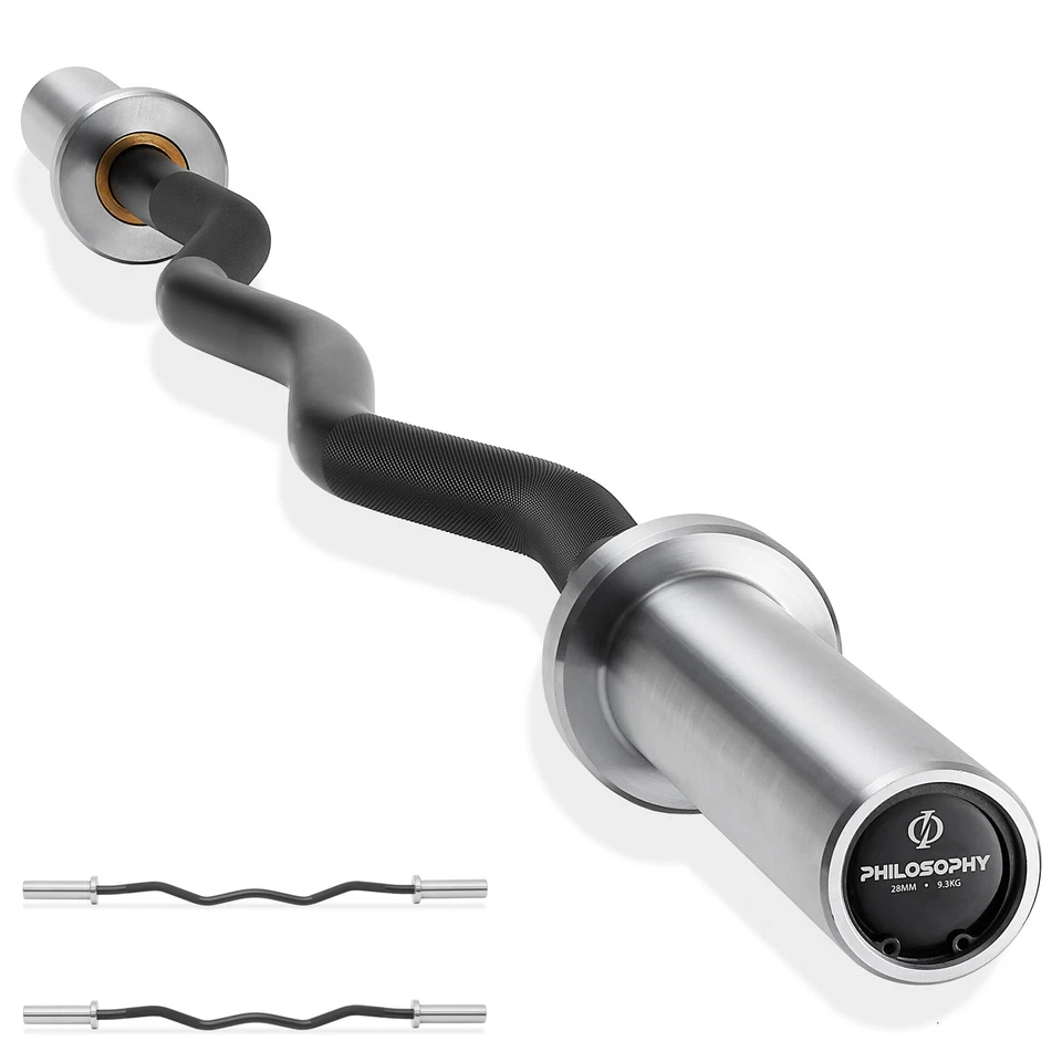 Barra Olímpica 47" EZ Curl - 400LB Capacidad 4 Cojinete de Agujas Barra de Pesas 2" Foto 1 de 1