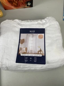 Muse by pillow talk washed linen sheer Curtain Pair brand new (t41) - Bild 1 von 2