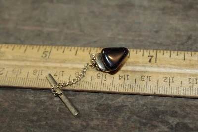 Vintage Gold Tone Pin Tie Tack Purple Amethyst Stone - Image 1 of 4