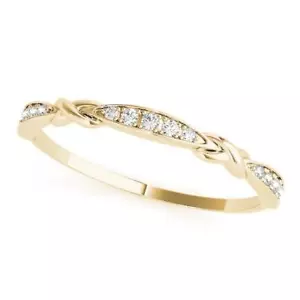 Anillo apilable de oro de 14 quilates con diamantes - Imagen 1 de 7