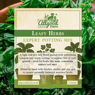 ALLGOOD FARM Leafy Herbs Expert Soil | 1-15L | Best Compost for Basil, Parsley, Mint, Sage