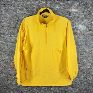 Lands Ends Windbreaker Womens Medium Yellow Pullover Kangaroo Pocket - Picture 1 of 14
