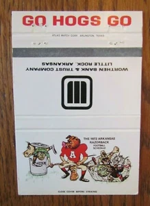 FOOTBALL MATCHBOOK COVER: 1972 ARKANSAS RAZORBACKS SCHEDULE (LITTLE ROCK, AR) D9 - Picture 1 of 2