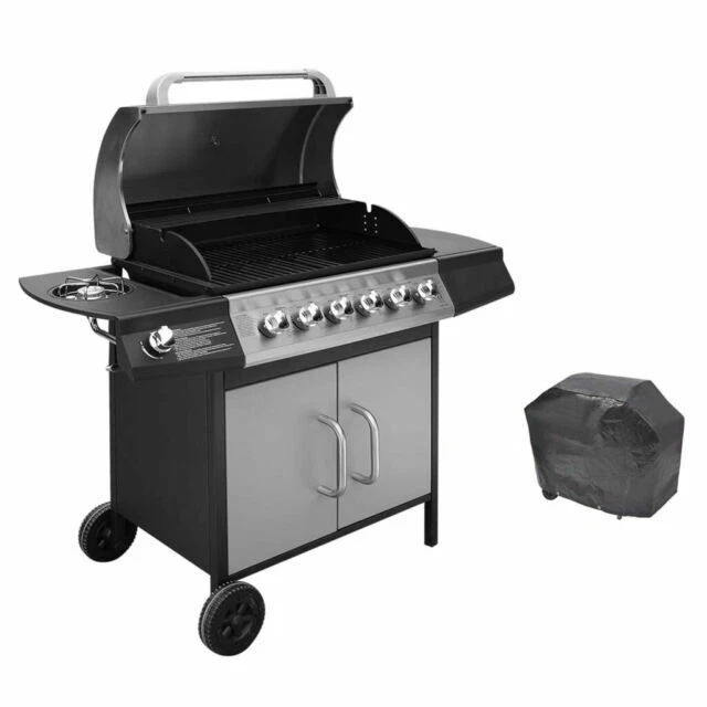 vidaXL 41907 Barbecue e Griglia a Gas 6+1 Fornelli - Nero/Argento