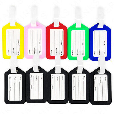 10-Pack Luggage Tags Travel Suitcase Bag Tag Name Address ID Plastic Labels • 6.98€