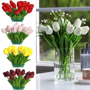 10PCS Artificial Lifelike Tulip Flowers Bouquet Wedding Home Festival Decor Gift - Picture 1 of 34