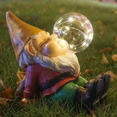 Knome Jardín Gnomos Estatuas Decoración Exterior Grandes Decoraciones con Luz Solar para Foto 1 de 4