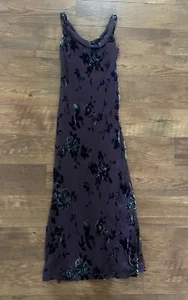 Vintage Laura Ashley Sleeveless Maxi Gown Sz 4 Burnout Velvet Fairy Whimsigoth - Picture 1 of 6