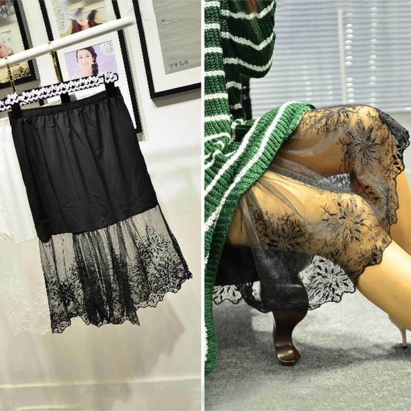 Spitzen-Unterrock Für Kleider – Eleganter Satin-Halbslip Mit Spitzenbesatz Zum Verlängern