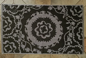 OUI by French Bull Hand Towel 15.5"x26"Gray/Black Floral 100% Cotton New wo Tags - Picture 1 of 4