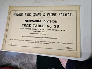 Rock Island (CRI&P) Nebraska Division Timetable 28 (5/17/1914)(Used) - Picture 1 of 7