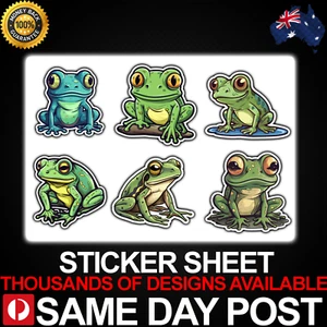 CUTE TREE FROGS Vinyl Sticker Sheet Car Decal Cheap Animal Green Leap Adorable - Picture 1 of 1