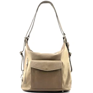 BOLSO HOBO DE HOMBRO GRANDE DE CUERO ITALIANO / MOCHILA CONVERTIBLE - HECHO EN ITALIA - Imagen 1 de 19