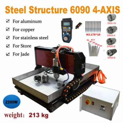Steel CNC 6090 4 Axis 2.2KW Mach3 Engraving Machine For Metal Copper Steel Brass - Image 1 of 4
