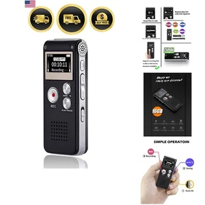 Digital Voice Recorder 16GB USB Rechargeable with Playback for Lectures - Picture 1 of 10