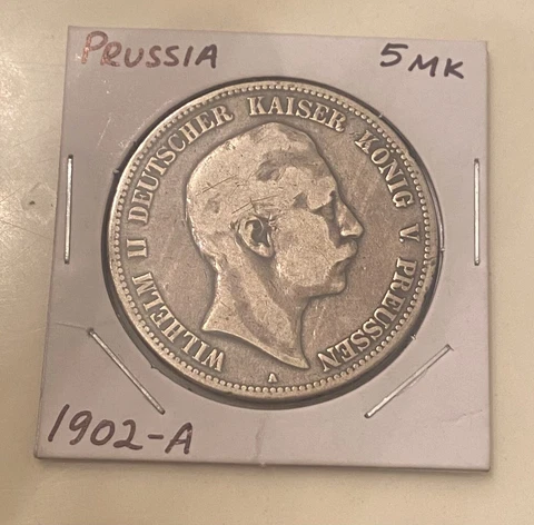Prussia 5 mark 1902-A silver Cover