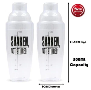 2pcs Plastic Cocktail Shaker 500ML Black Decal Measurement Printed DUR5697 - Picture 1 of 3