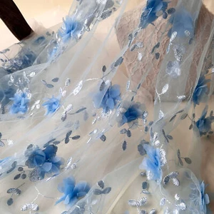 En Flor Tela Encaje 3D Hoja Enredadera Tul Rendimiento Vestido - Imagen 1 de 11
