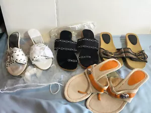 NUEVO con ALGUNOS DEFECTOS LOTE de 4 sandalias, zapatos planos y tacones bajos para mujer talla 6 #SHS1 - Imagen 1 de 20